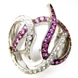 Diamond/White Gold Rings With Pink Sapphire RI-072