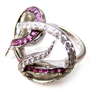 Diamond/White Gold Rings With Pink Sapphire RI-072