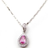 Pink Sapphire Pendant with Necklace B8PND-001