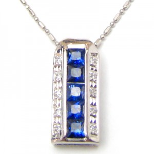 Blue Sapphire  Pendant with Necklace B8CPN-003
